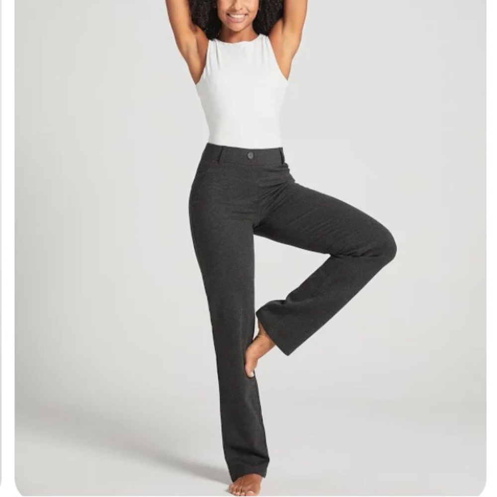 Betabrand Charcoal Straight-Leg Pants